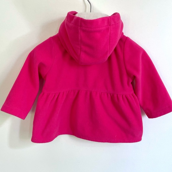 3/$25💥NEW Fleece Hooded Pea Coat, Sherpa Hood, Bright Pink, High Waist w Buttons - Picture 4 of 13